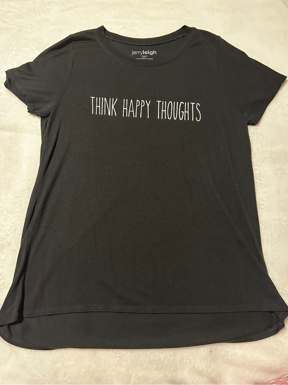 Black "Think Happy Thoughts" Graphic Tee